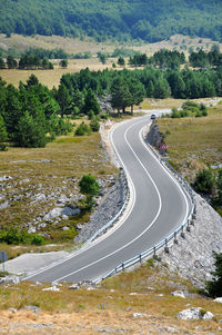 High angle view of road passing through landscape