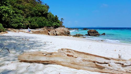 Scenic view of sea against clear sky