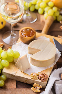 Close-up of food served on table