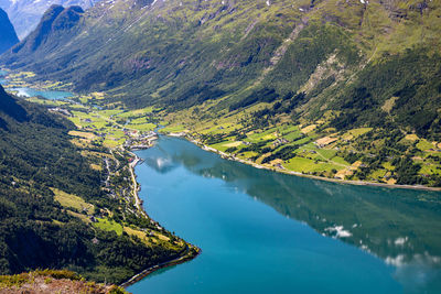 Scenic view of lake amidst mountains