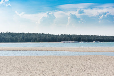 Scenic view of beach against sky