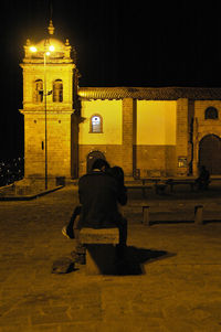 View of illuminated building at night