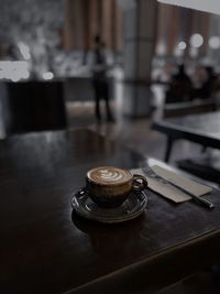 Close-up of coffee on table in restaurant