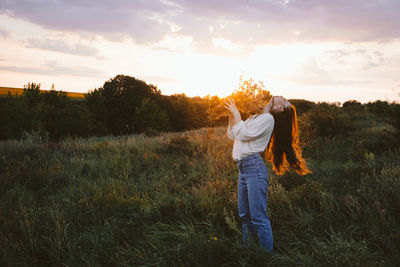 National relaxation day, relaxation practices, mental health, slow living concept. young girl with