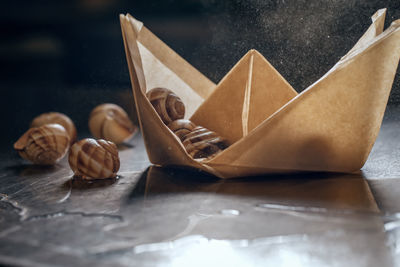 High angle view of food on table