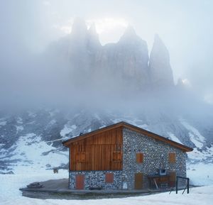 Misty may evening bellow peaks of  national park tre cime di lavaredo. must see heritage of nature