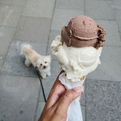 Cropped hand holding ice cream cone