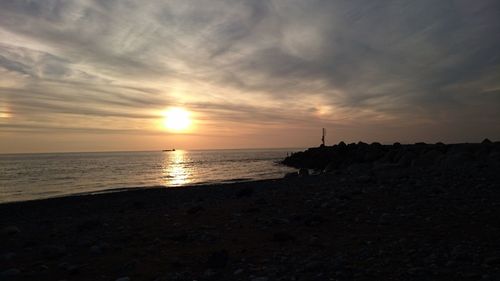 Scenic view of sea during sunset