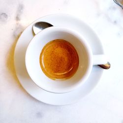 High angle view of coffee on table