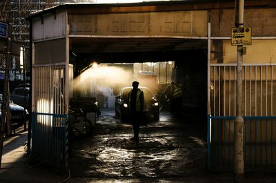 Woman walking in city