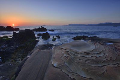 Scenic view of sea during sunset