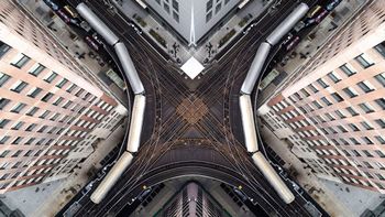 High angle view of railroad tracks