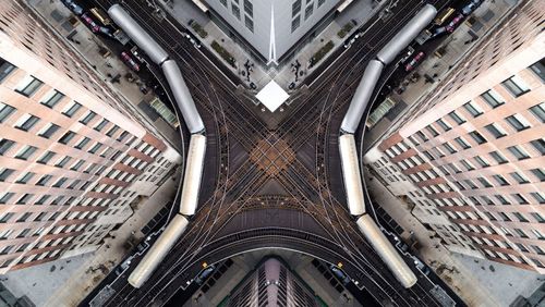 High angle view of railroad tracks