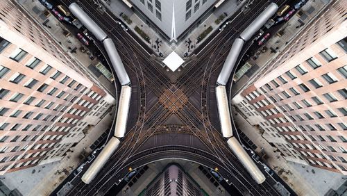 High angle view of railroad tracks