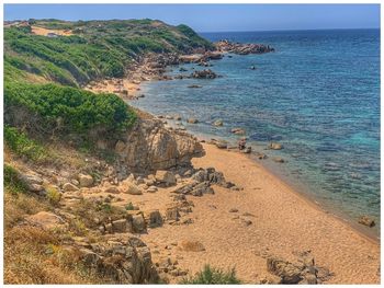 High angle view of beach against sky