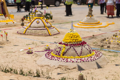 Close-up of yellow flowers on temple