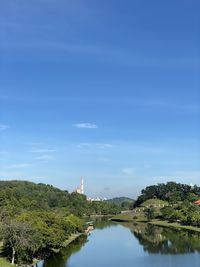 Scenic view of mosque against blue sky