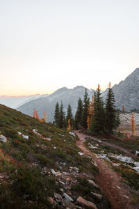 Scenic view of mountains against clear sky