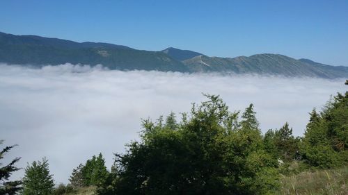 Scenic view of mountains against sky