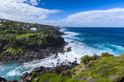 Ravine des cafres during a sunny day in reunion island with a large blue sky