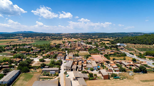 High angle view of townscape against sky