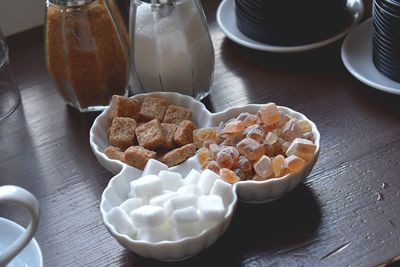 High angle view of food on table