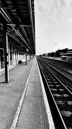 Empty railroad station platform