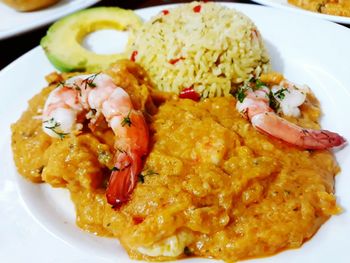 Close-up of meal served in plate