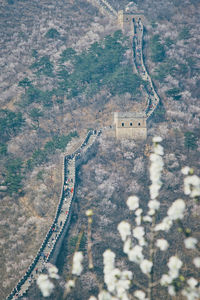 High angle view of the lakeside great wall of ming dynasty 