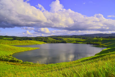 Scenic view of lake against sky