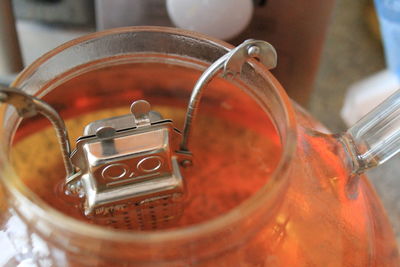 Close-up of tea pot with tea egg 