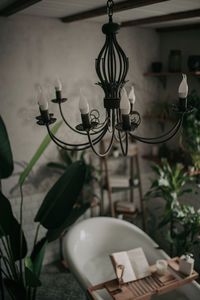 Luxury interior of big bathroom at modern african style with oval bathtub in natural lighting