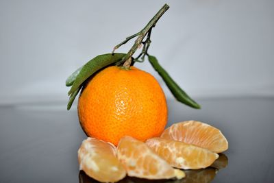 Close-up of orange fruit on table