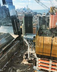 Aerial view of skyscrapers in city