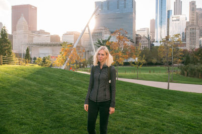 Woman standing in park