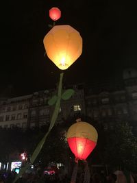 Low angle view of illuminated street light