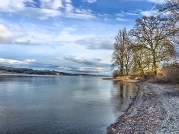 Scenic view of lake against sky