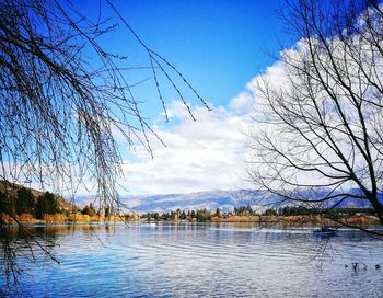 Scenic view of lake against sky