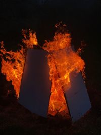 Close-up of bonfire at night