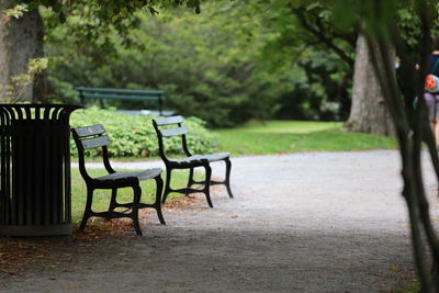 Empty bench in park