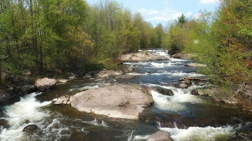 Scenic view of river flowing through rocks