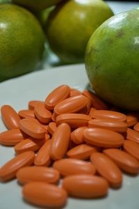 Close-up of fruits on table