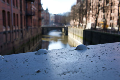 Surface level of retaining wall against canal