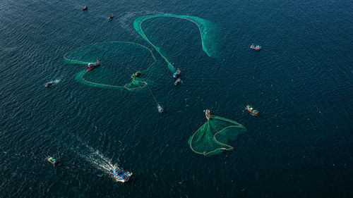 High angle view of sea