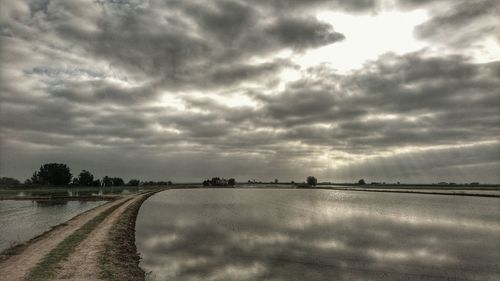 Scenic view of sea against cloudy sky