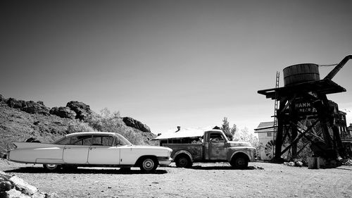 Abandoned car at ghost town