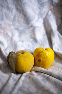 High angle view of fruits on table