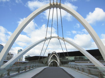 Bridge in city against sky
