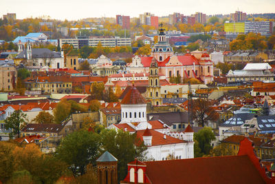 Vilnius city view, lithuania. old town and city center. urban scene. old famous buildings