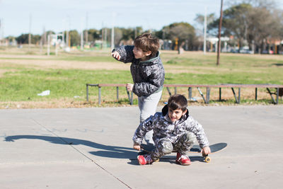 Little friends having fun outdoors